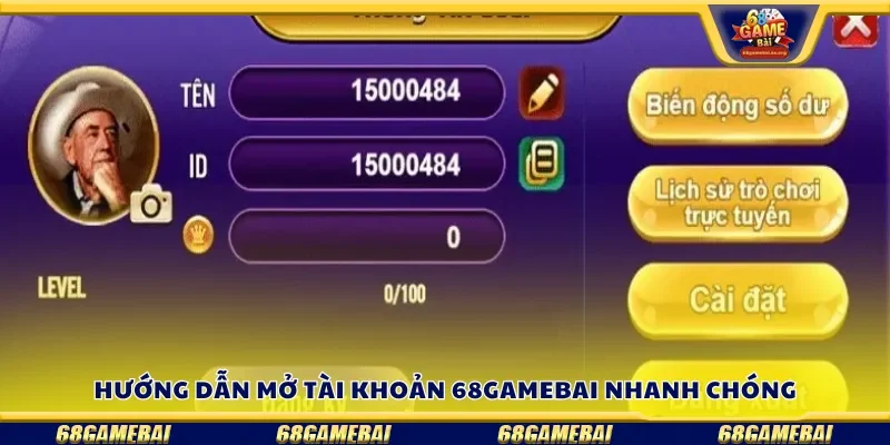 Cách mở tài khoản 68gamebai nhanh chóng