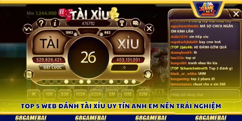 Top 5 web đánh tài xỉu uy tín anh em nên trải nghiệm